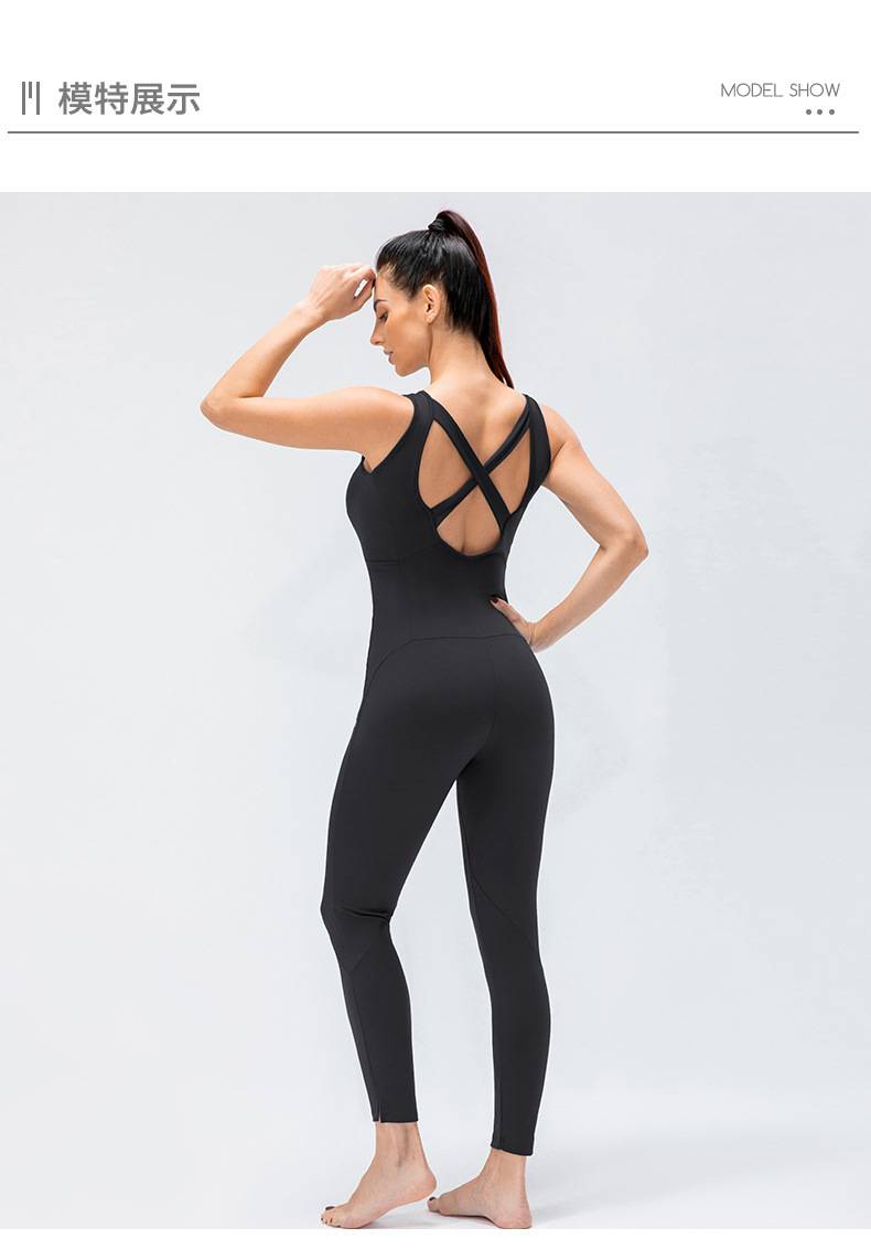 瑜伽连体紧身衣 专业连体瑜伽服性感露背一体式运动紧身衣欧美健身