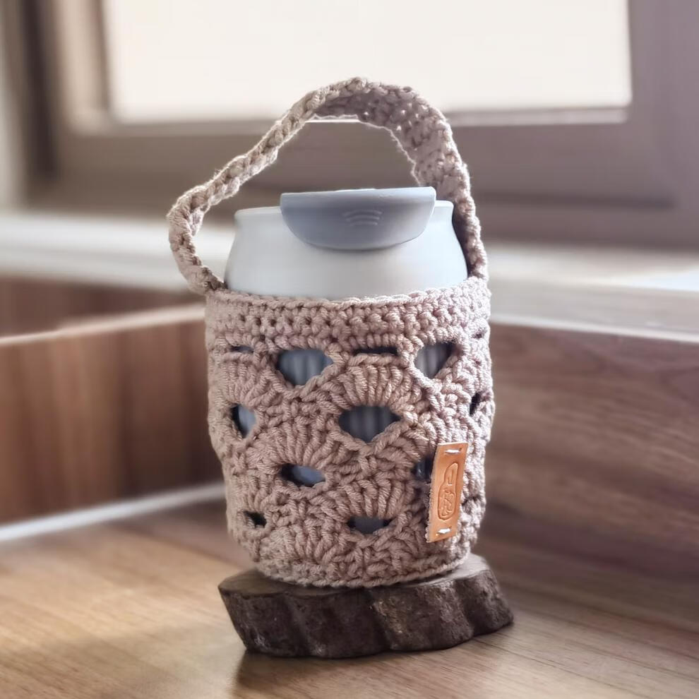 奶茶保温杯套 编织奶茶杯套咖啡杯随行杯随手杯袋手提通用毛线保温