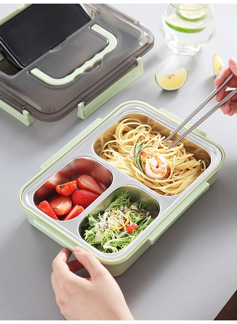 同款304多功能不锈钢饭盒便携餐具套装学生便当盒保温可定制logo情人