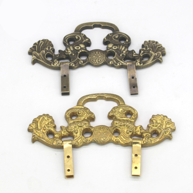 中式仿古铜配件牌匾相框字画挂钩画框镜框十字绣挂画钩画挂件纯铜46cm