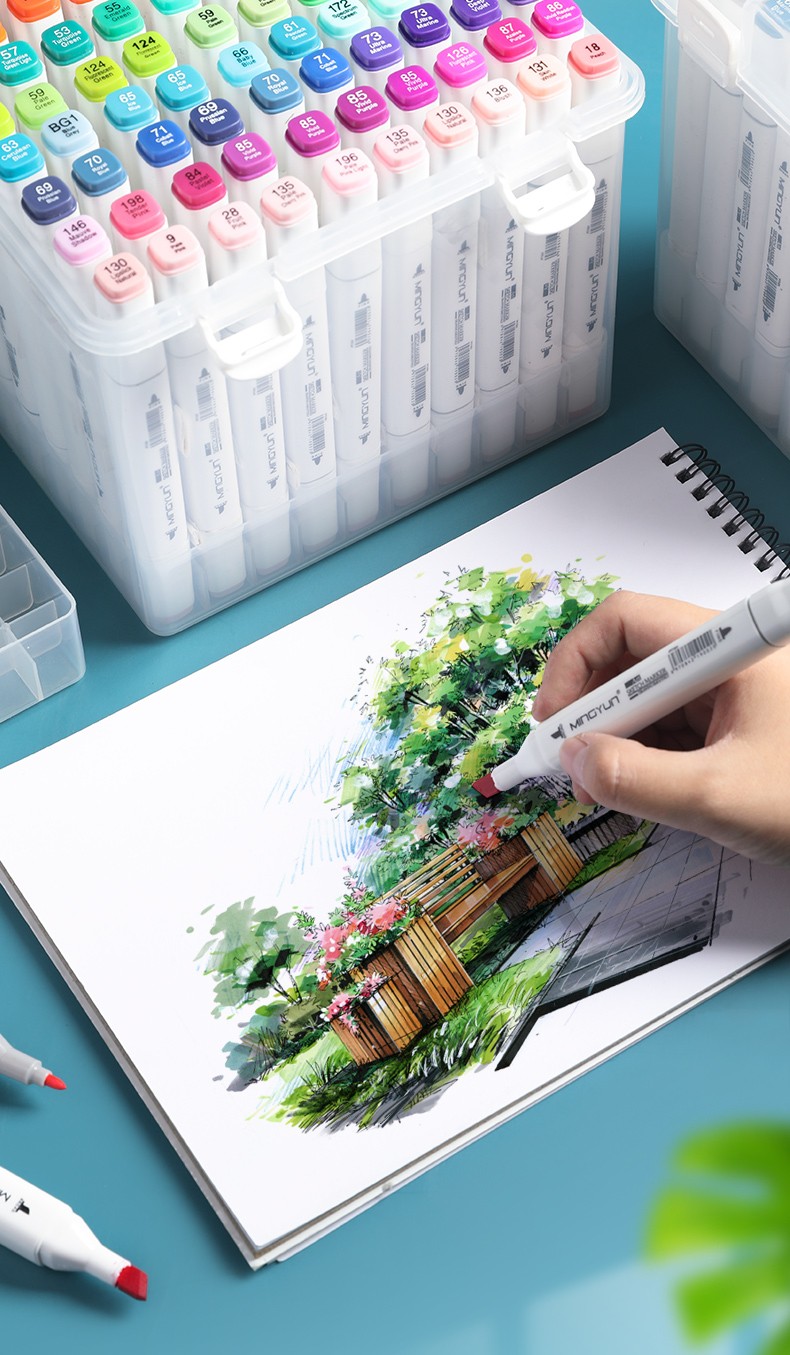 优选好货名韵36色双头油性马克笔套装学生水彩笔绘画彩笔手绘漫画笔