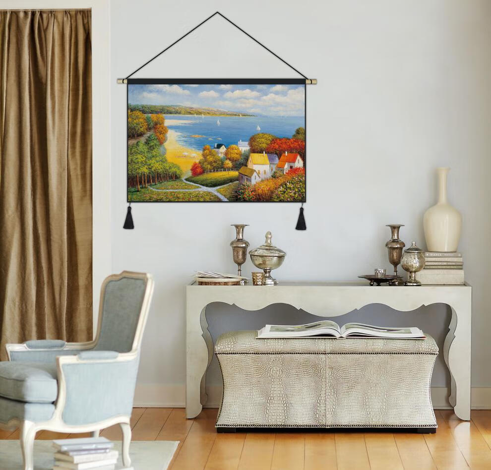 ins油画挂毯客厅现代简约布艺挂画挂布卧室床头沙发背景装饰布画07