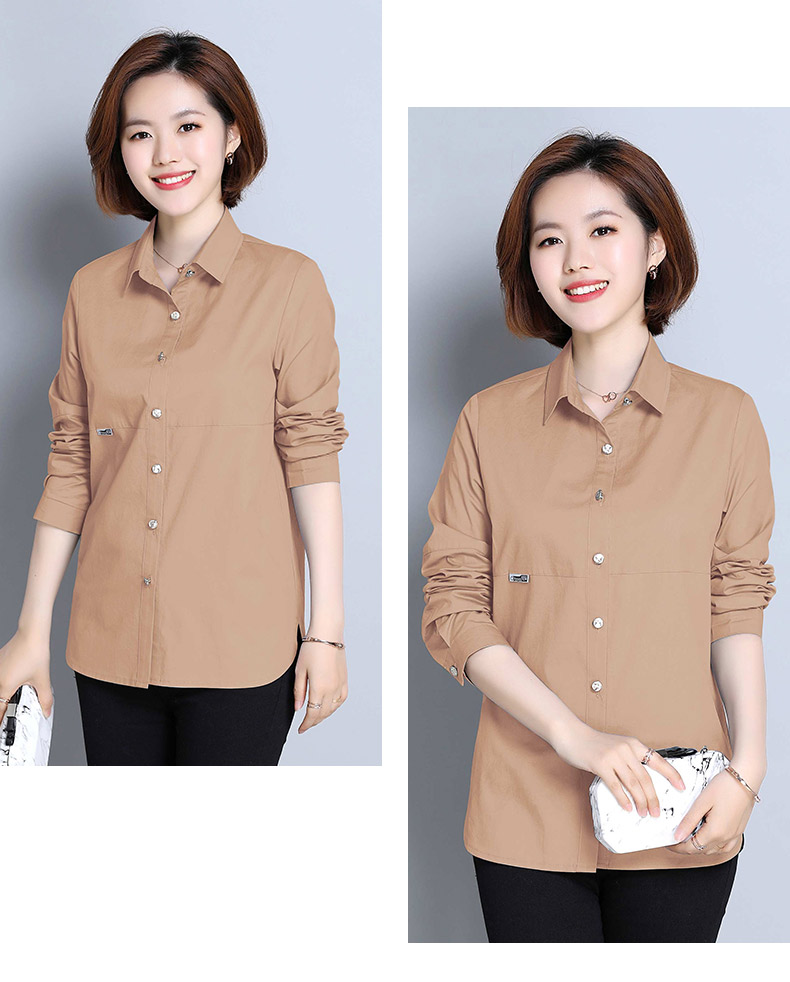 (妈妈穿)中老年女棉布衬衣四五十岁全棉衬衫女全棉长袖洋气新款中年