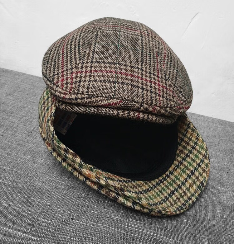 nana秋冬英伦男士大头围复古格纹鸭舌帽子优雅英式绅士贝雷帽前进帽