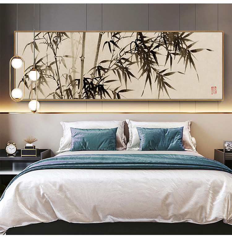道简 现代新中式水墨装饰画酒店 主卧室房间玉兰花挂画禅意墨竹床头画