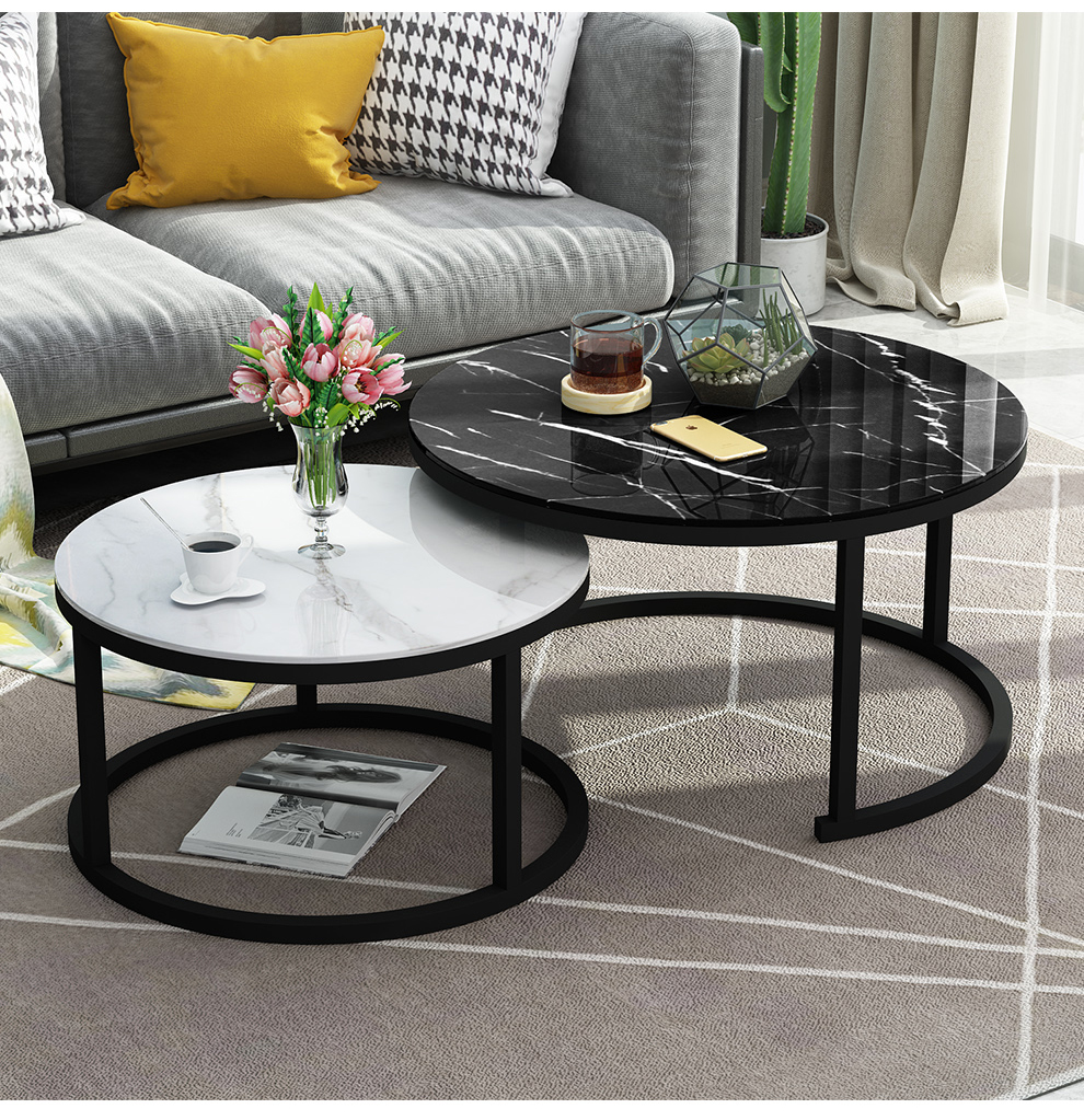 圆形茶几钢化玻璃小圆茶桌子现代简约小户型客厅家用创意沙发边几大黑