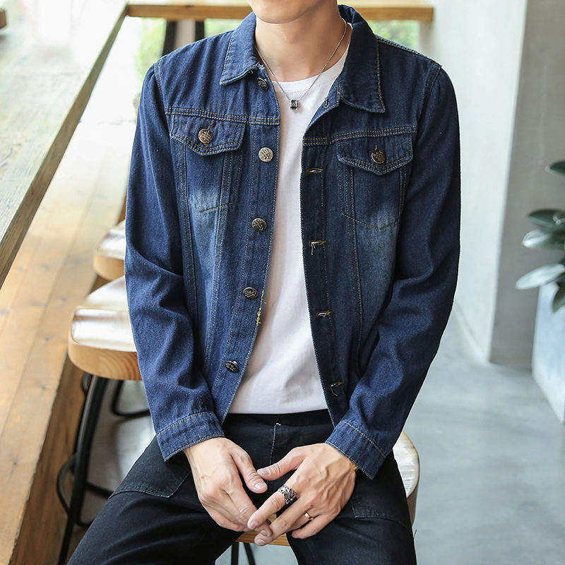 男士秋季新款韩版帅气外套夹克牛仔学生百搭潮流褂子上衣服印花牛仔