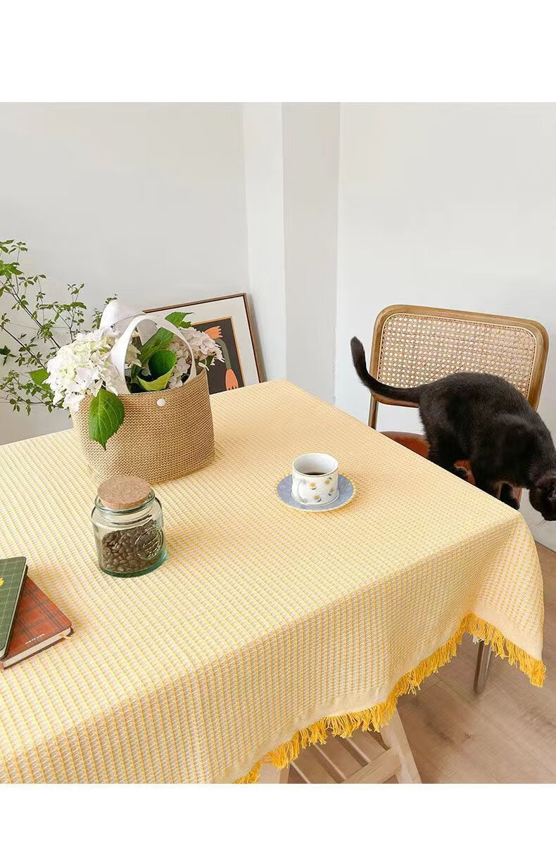 餐桌布高品质日式侘寂风奶茶色桌布ins风加厚棉麻布艺感轻奢餐桌方