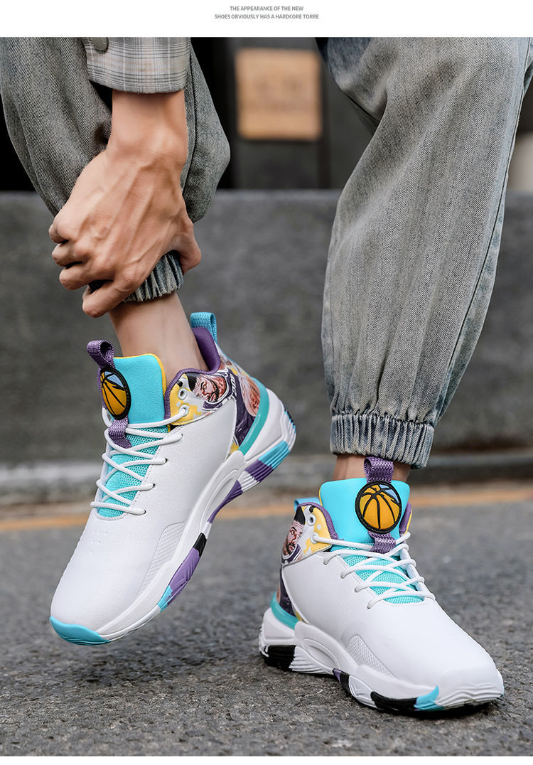 23号篮球鞋詹姆斯戴维斯飞人球情侣款运动篮球鞋md大底3644白紫36