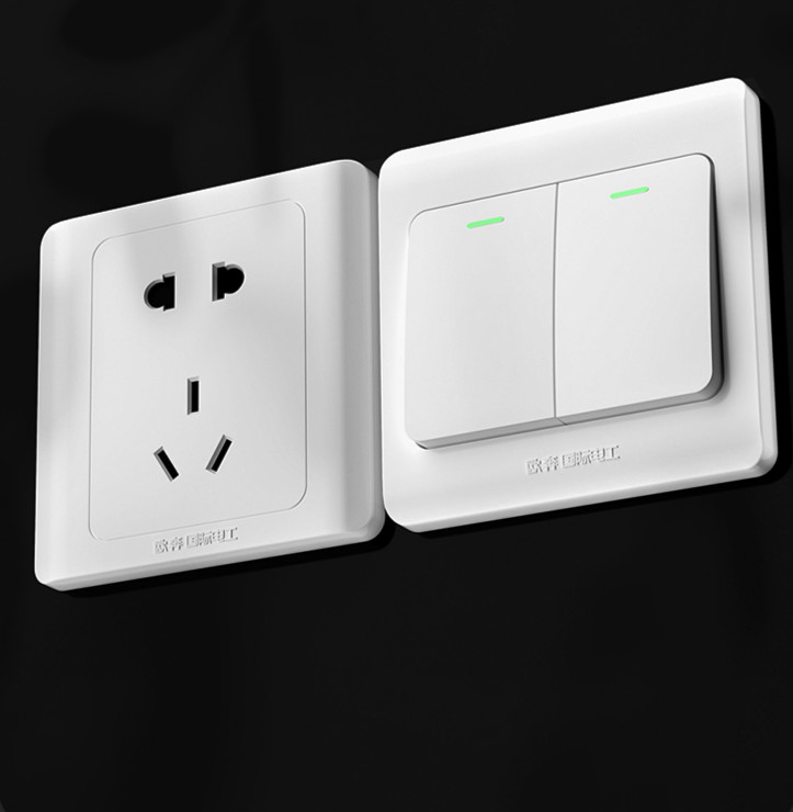 86型开关插座白色墙壁面板多孔家用暗线一开带5五孔16a空调插暗装电话