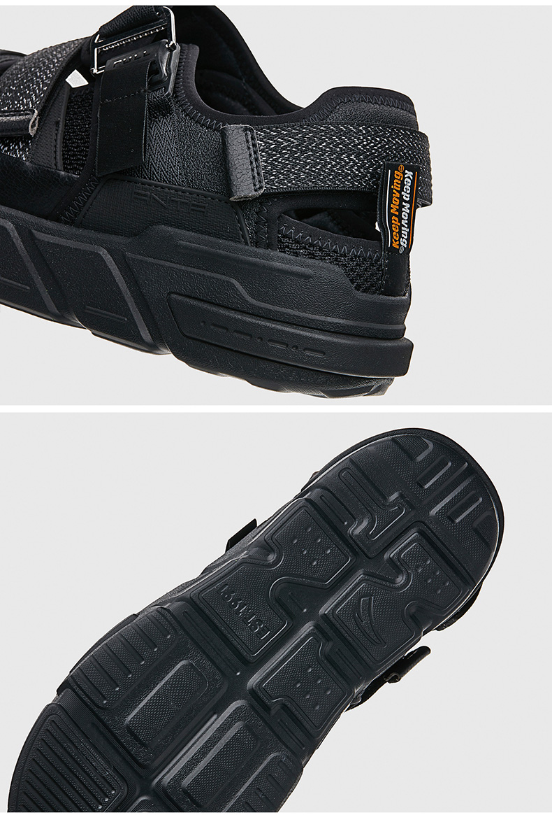 安踏男子运动凉鞋2022夏季新款软底休闲沙滩外穿官方旗舰网店 冷灰/黑