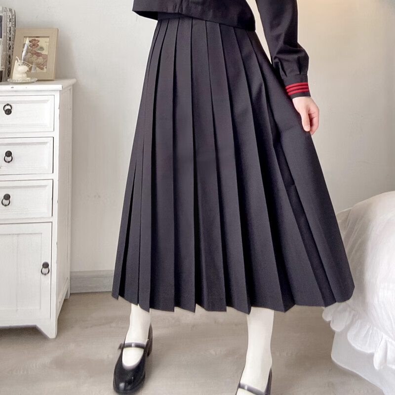 商场同款飞凯瑞轻奢褶子锋利正统jk制服裙 中长裙水手服裙子不良款
