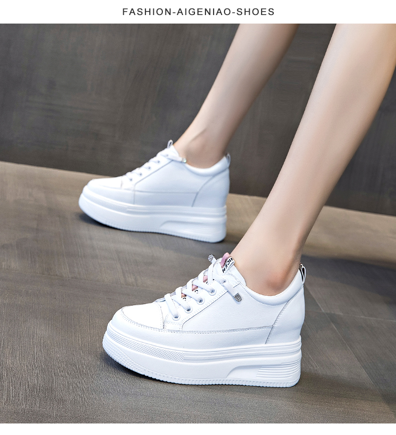 厚底小白鞋女2022春秋新款鞋子8cm厚底运动松糕鞋韩版内增高女鞋白蓝
