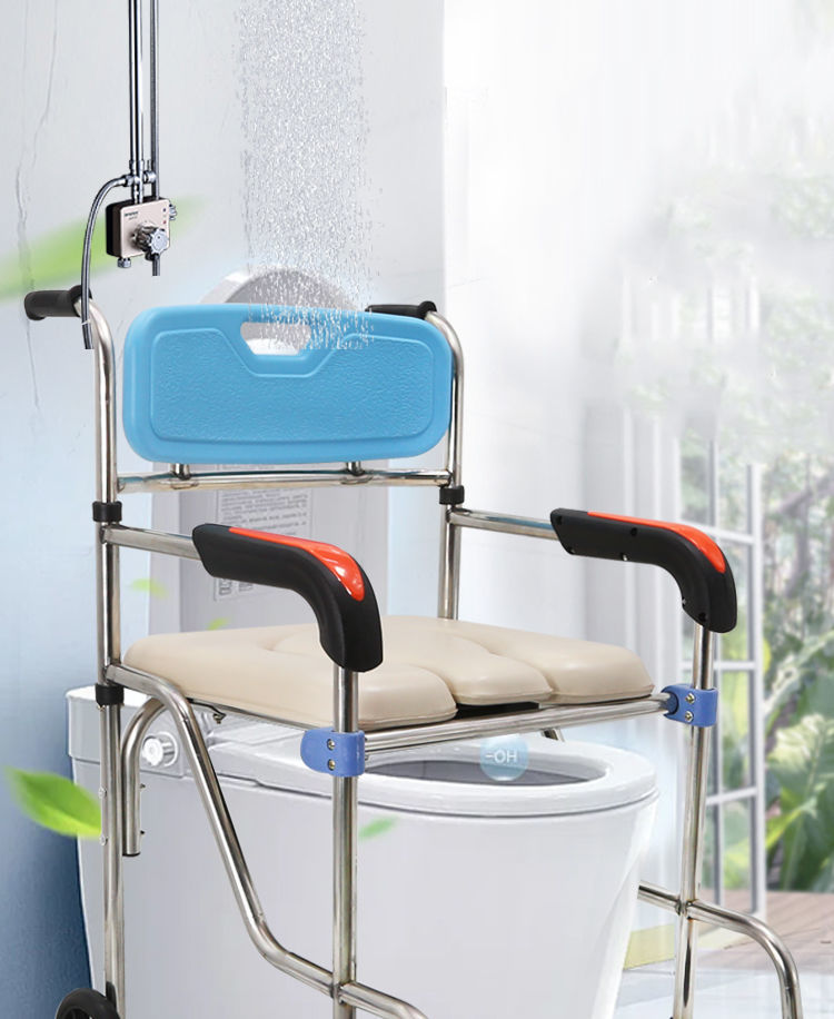 老人洗澡椅带轮坐便椅椅残疾人洗澡椅孕妇加厚坐便凳老人洗澡轮椅