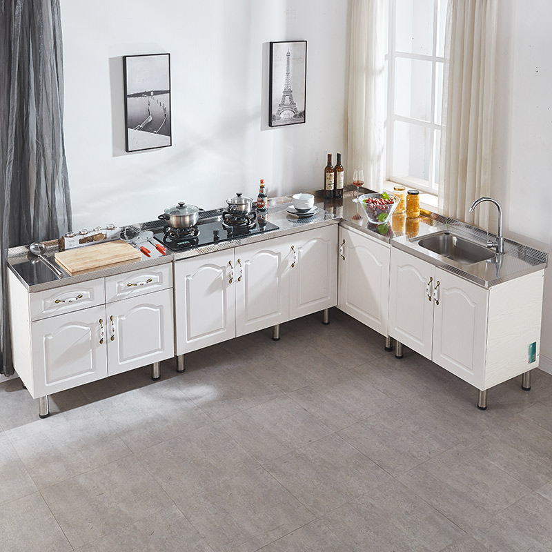 简易橱柜厨房农村家用不锈钢碗柜灶台柜出租房整体厨柜组装经济型定制