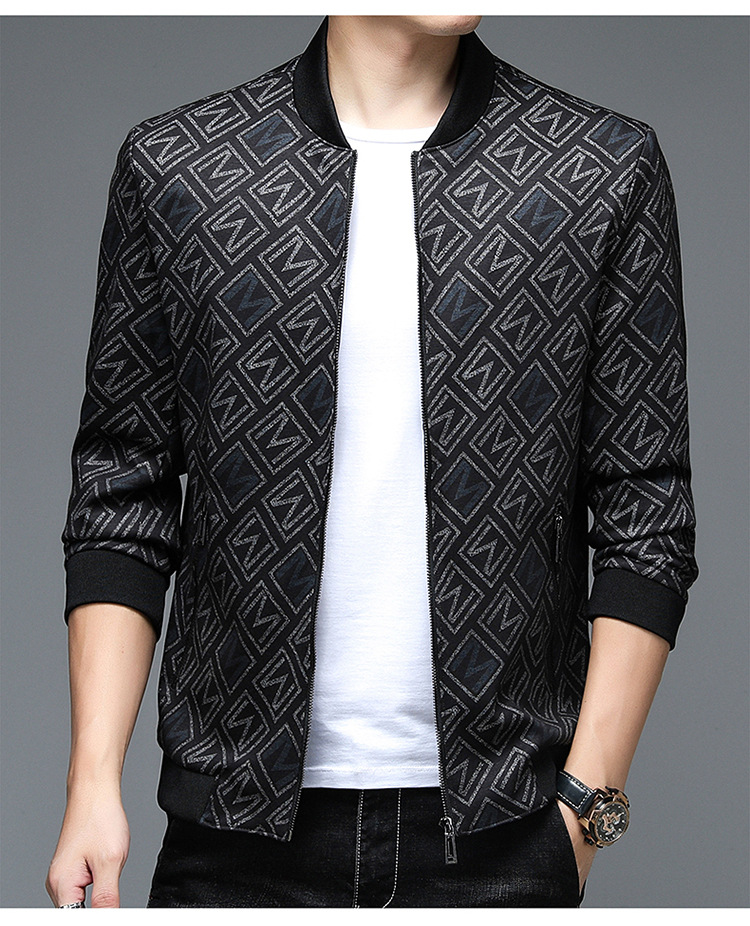 虎都男装休闲中青年男装长袖拉链夹克上衣156hb21608咖色180