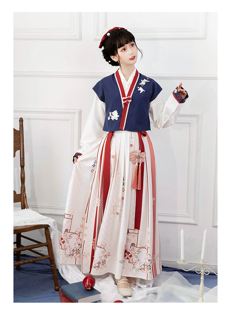 池夏汉服钟灵记汉服同款池夏春之森初雪姬唐制褙子交领短衫褶裙原创