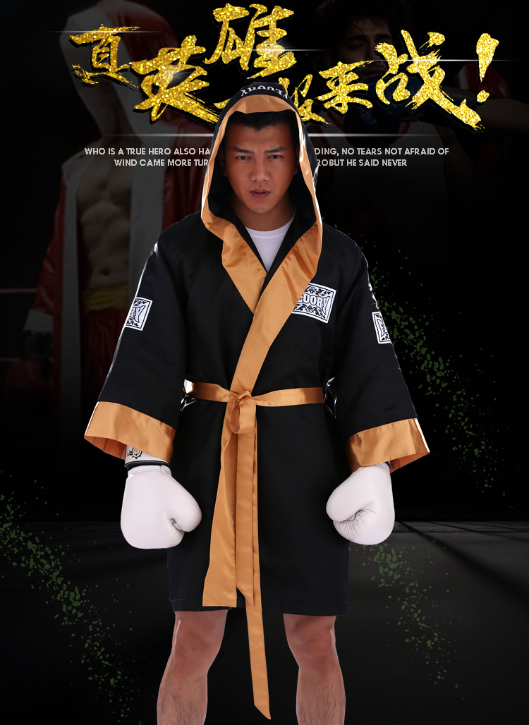 拳击比赛服fluory拳击服装男战袍泰拳散打搏击格斗出场服睡衣袍女披风