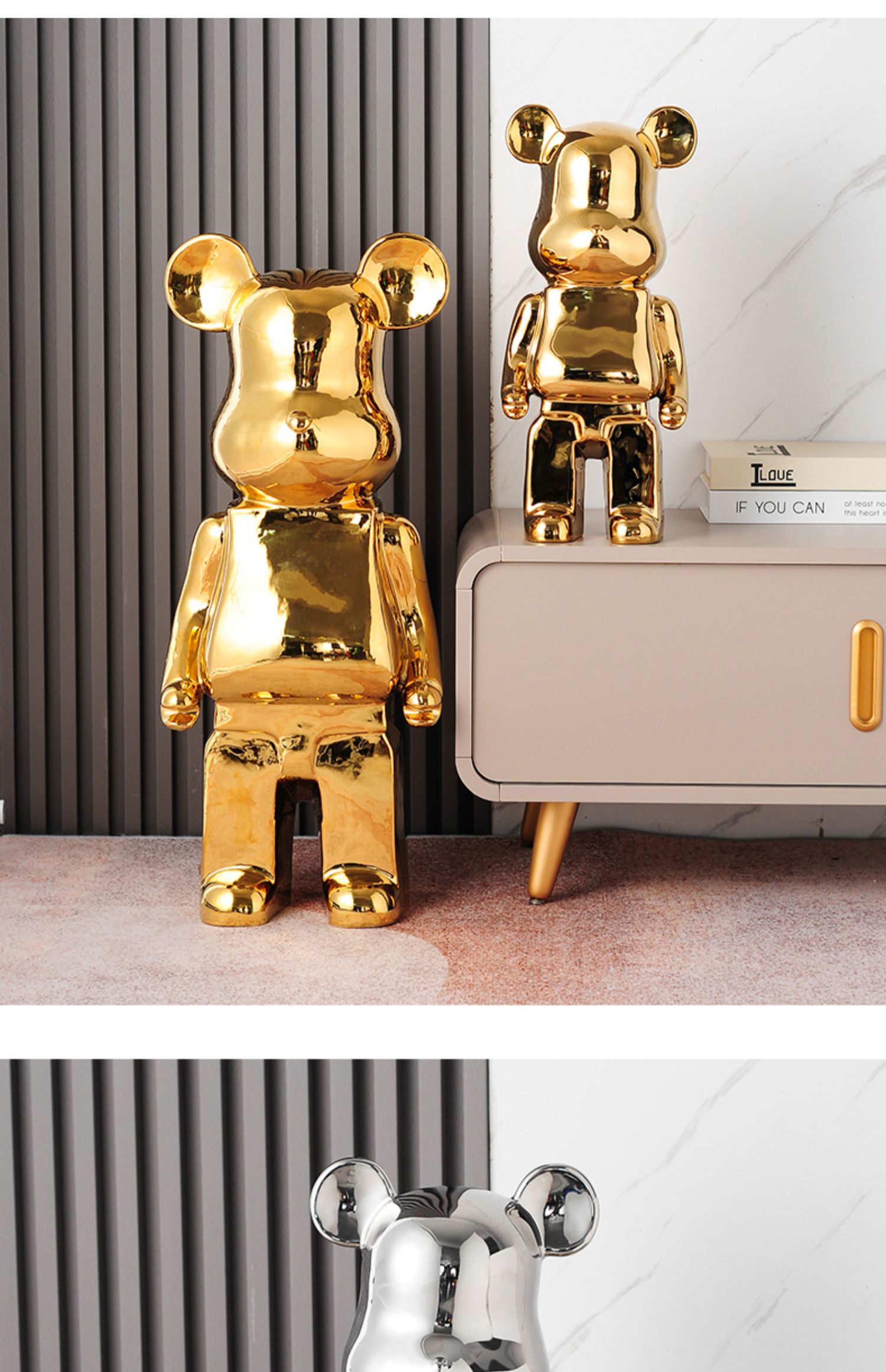 红陶瓷电镀暴力熊摆件存钱罐客厅玄关办公室电视柜桌面精致公仔装饰品