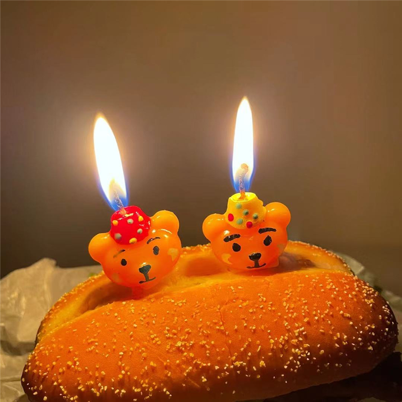 tvaj韩国ins彩色小熊帽子生日蜡烛儿童可爱蛋糕摆件装饰派对场景布置