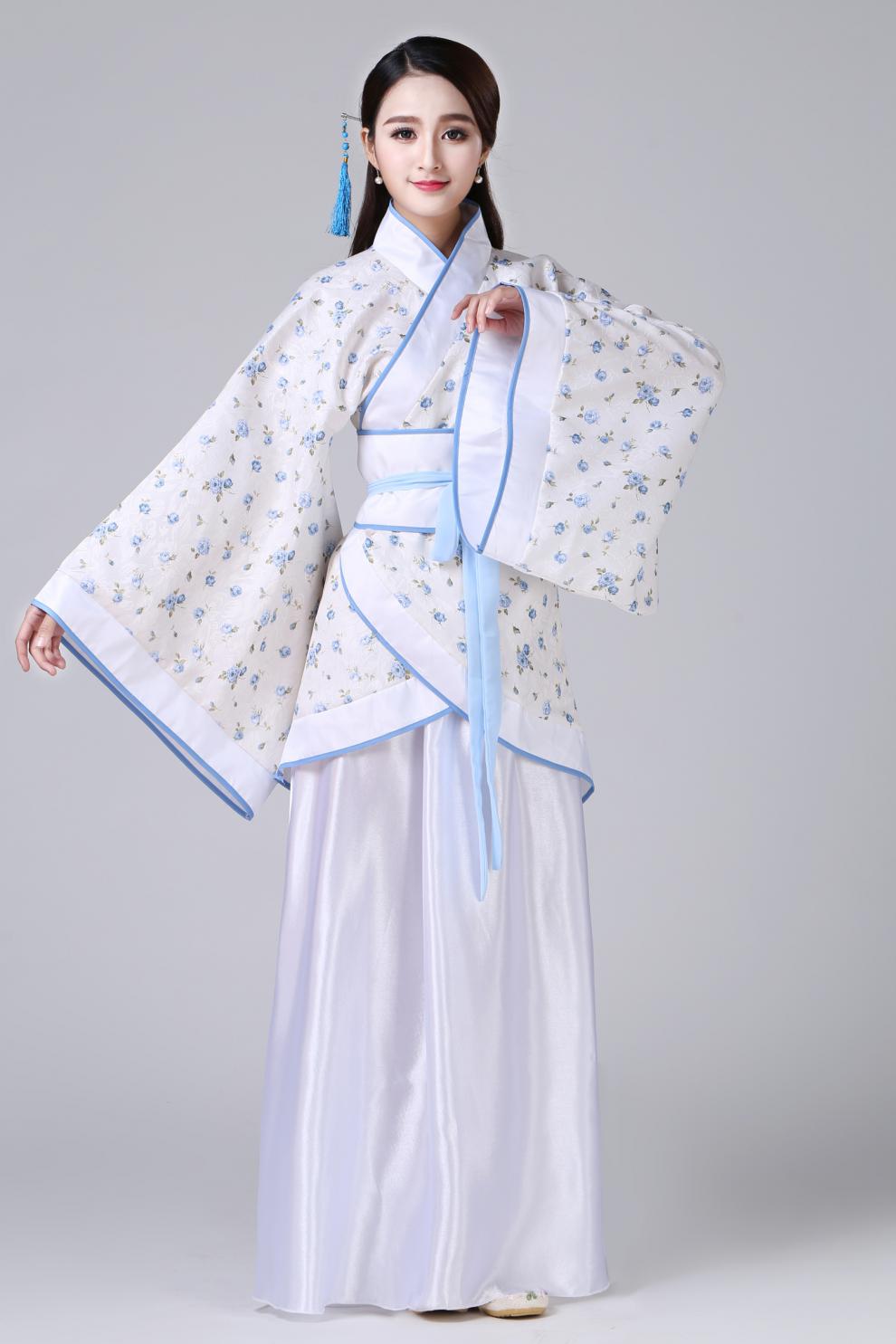 【包邮】早春上新古装女唐装汉服正规双绕曲裾表演服写真仙女襦裙成人