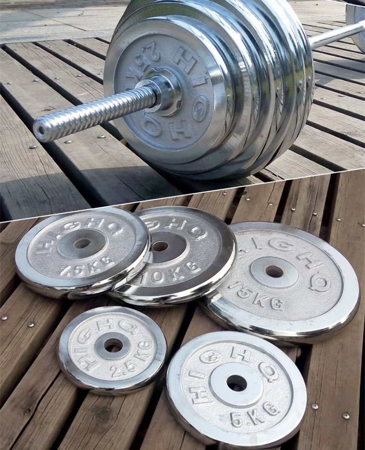 家用电镀杠铃铁举重杠室内20kg100kg铃杠铃深蹲可拆卸举重卧推杠铃