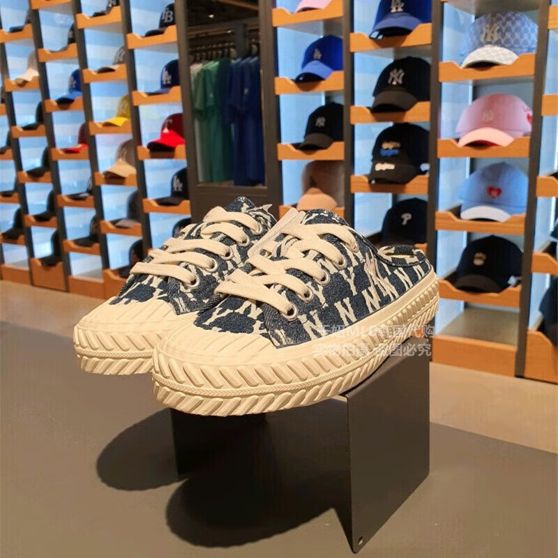 mlb韩国春夏女鞋半拖鞋ny老花男鞋厚底ins休闲鞋饼干鞋帆布鞋 ny-半拖