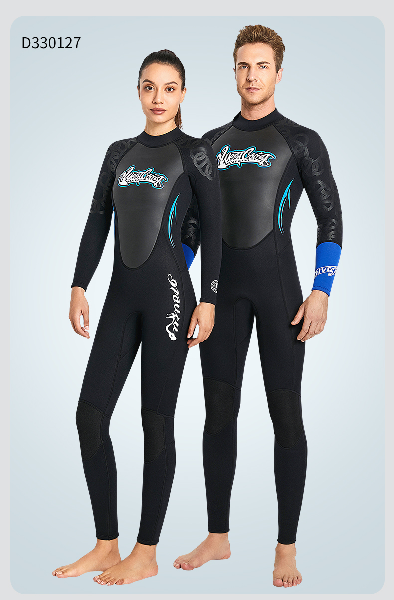 divesail专业潜水服女3mm男防寒保暖连体深潜湿衣浮潜冲浪游泳服3mm黑