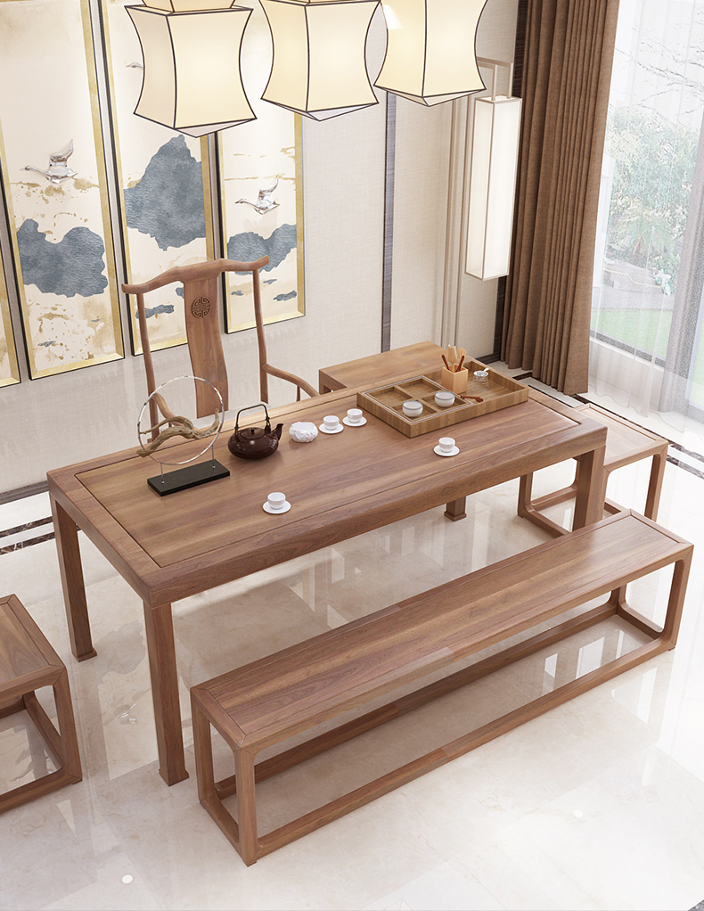 新中式茶几实木客厅简约家用实木禅意泡茶台办公室功夫茶桌椅组合