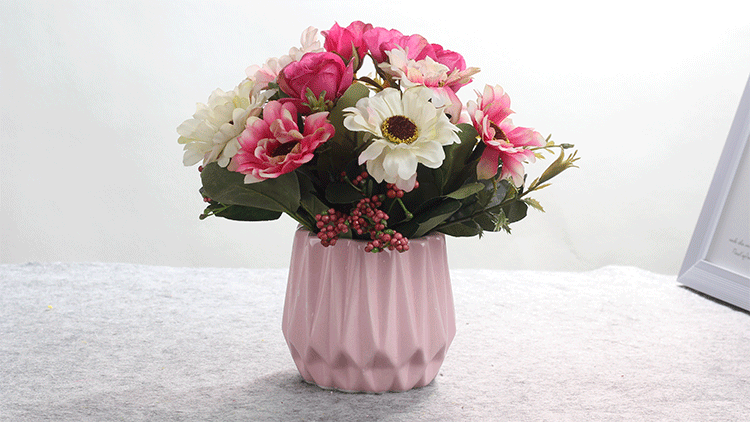 仿真花卉 客厅假花套装仿真玫瑰室内仿真花摆设桌面插花装饰塑料盆栽