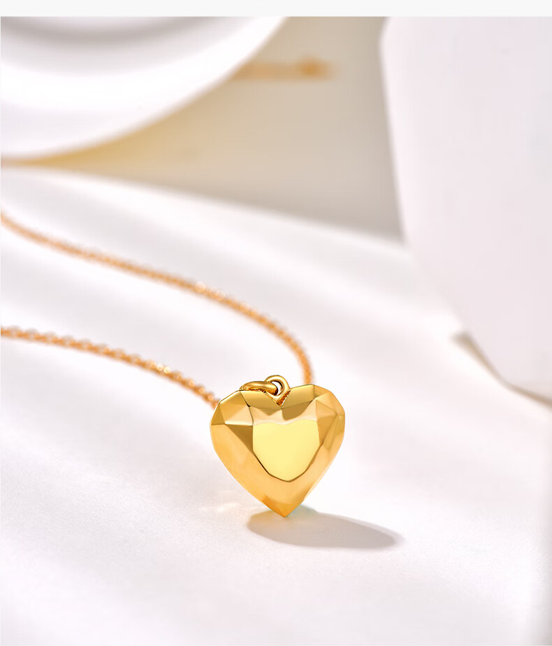 世纪缘珠宝 5g黄金爱心吊坠闪耀切面心形 足金送女友礼物 3.