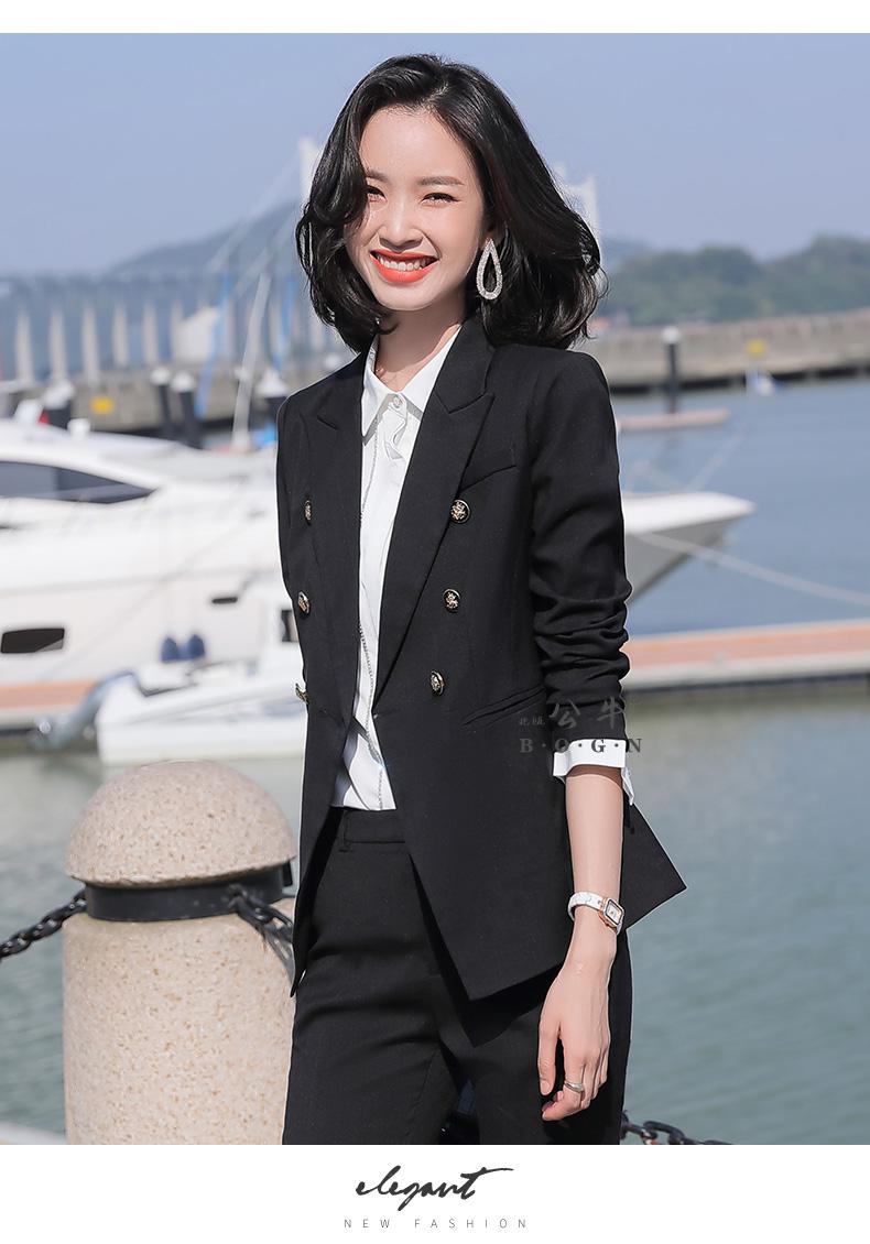 高端西装套装女春秋新款时尚韩版休闲英伦气质黑色职业装上班工作服女
