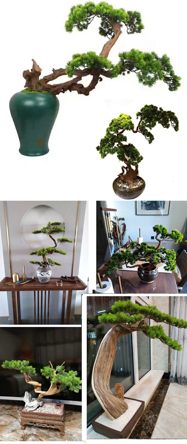 仿真松针崖柏树枝假花松树盆栽松枝道具干花塑料花松树叶子假树叶29目