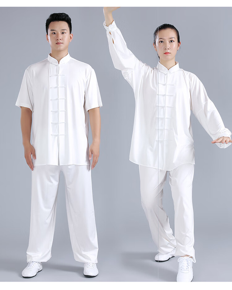 太极服女春夏季牛奶丝练功服透气太极拳服装男晨练练功服团队武术服