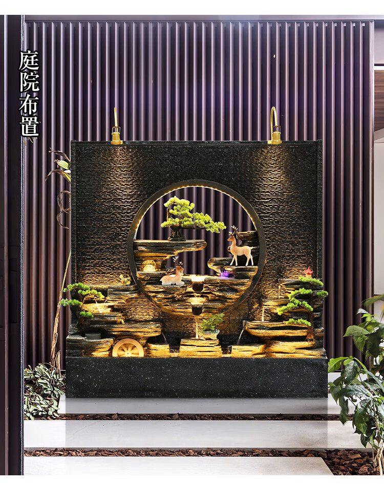 中式风水幕墙假山屏风户外装饰庭院鱼池喷泉隔断造景落地摆件s315大号