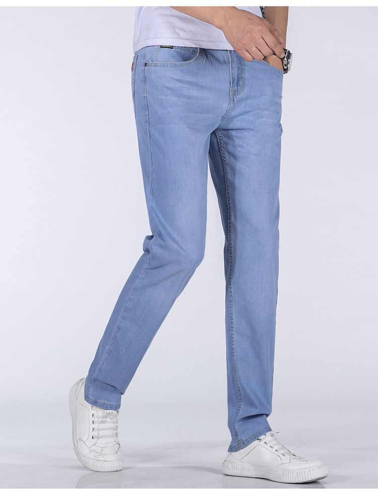 裤浅蓝色男士宽松直筒弹力高端商务中青年休闲长裤子男黑色常规厚款