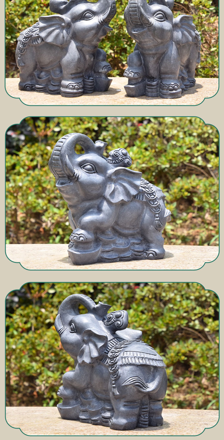 一对青石小象家用别墅门口酒店庭院公司看门石象摆件长23厘米x宽13