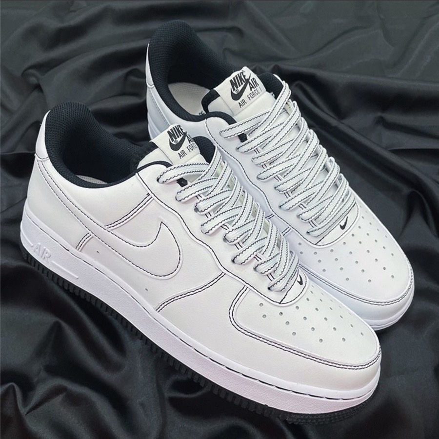 权志龙同款空军一号缝线情人节af1低帮男女情侣休闲增高运动板鞋 蓝白