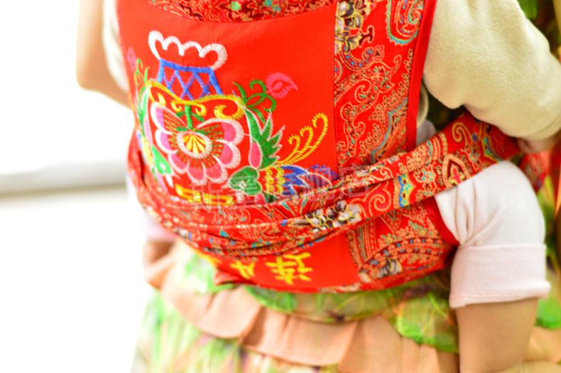 广东四爪老式背带广东传统四爪老式双肩宝宝背带背前后背长带子刺绣型