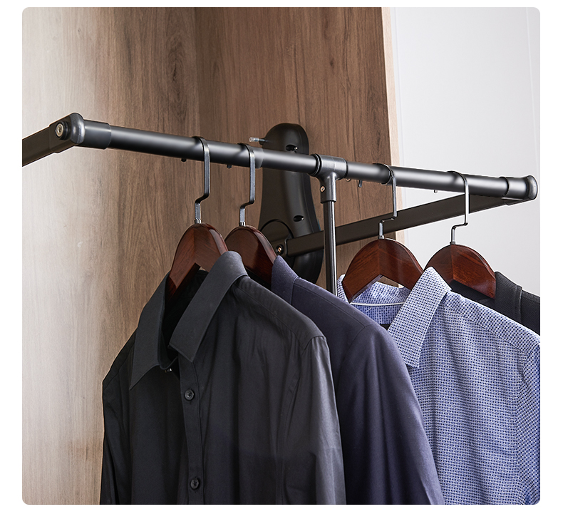 下拉式挂衣杆衣柜内升降衣杆衣通拉杆衣帽间衣橱挂衣架器五金配件双