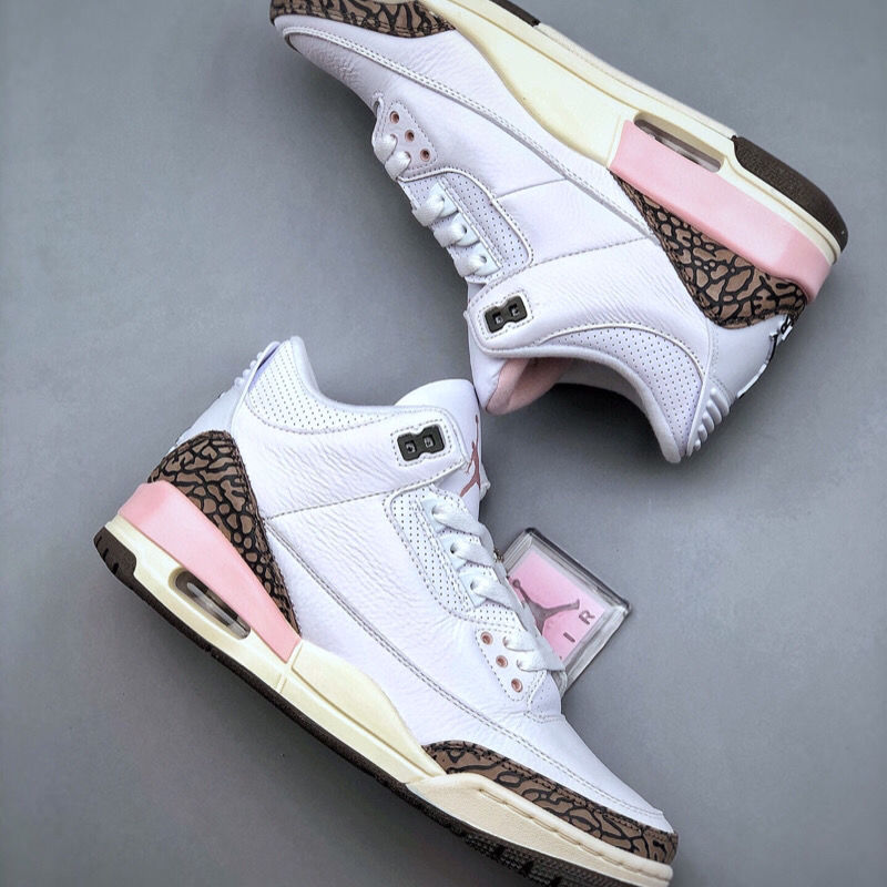 nike耐克顶级 air aj3 乔3代粉摩卡头层牛皮中帮实战休闲文化篮球鞋