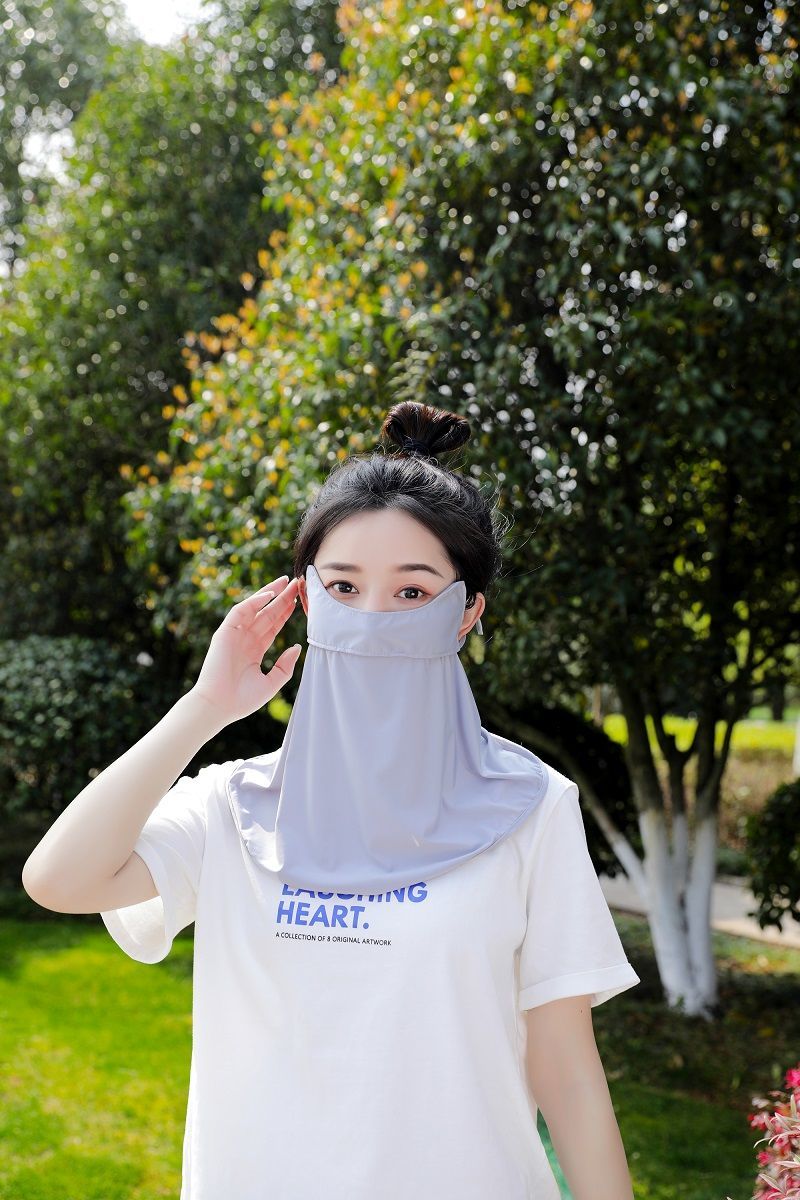 誓得防晒遮脸护颈护眼角冰丝面罩户外骑行晒罩 2个装【护颈面罩】