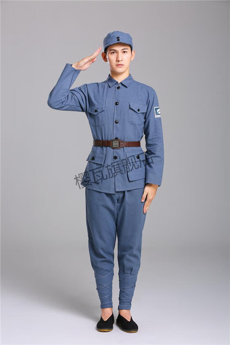 樱瓦红军儿童八路军演出服套装成人新四军红军影视道具服装棉麻新布鞋