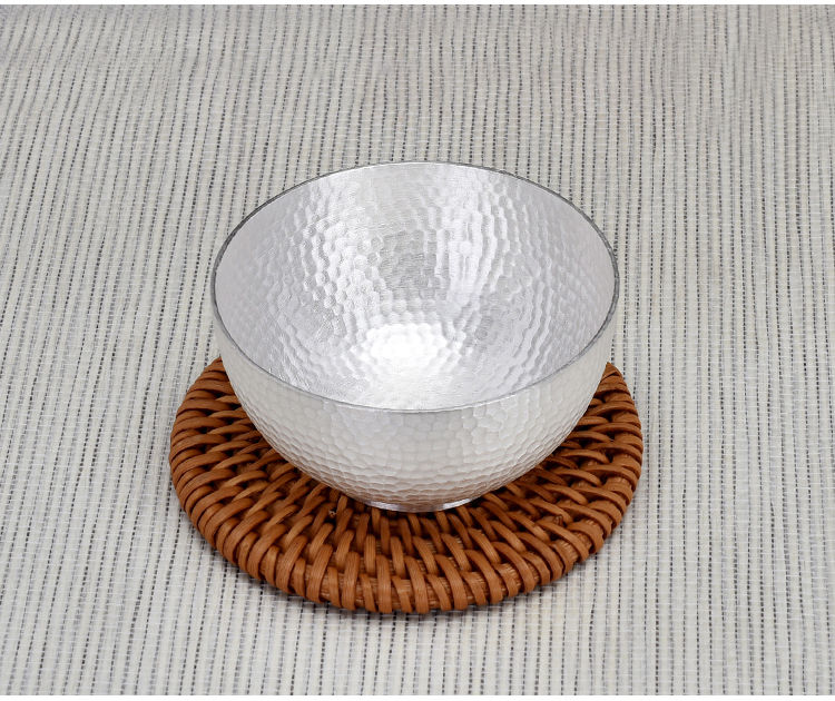 高品质精细锤纹纯手工银杯子999纯银小茶杯中等容量纯银功夫茶碗 大号