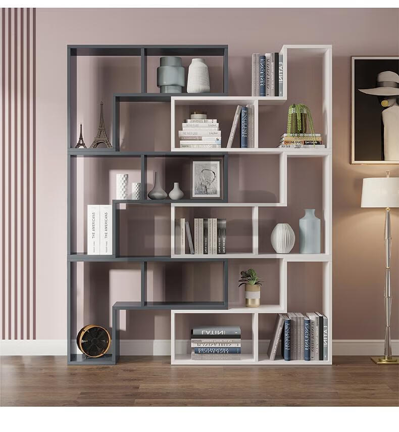 格子柜简约组合书柜创意转角书架卧室落地简易置物架隔断展示柜格子柜