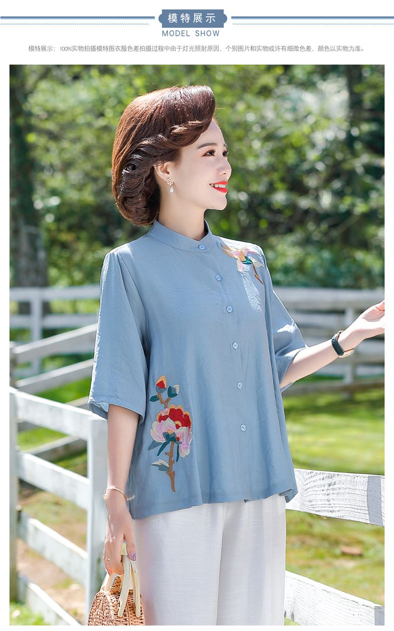 中老年女装夏装棉麻套装中年妈妈夏装棉麻套装洋气新款中老年人夏季