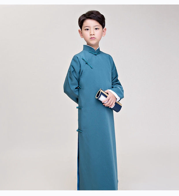 相声大褂儿童中山装男童演出服民国长衫长袍大褂古装学生装舞台表演服