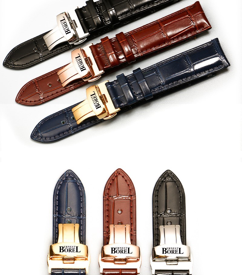 依波路手表表带原装依波路手表带男女真皮原装款蝴蝶扣牛皮表链格兰