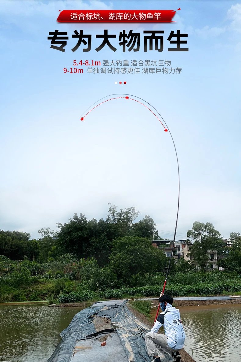 【狂拉不断】魔兽二代杰 结精 工模兽二代大物杆28调黑坑青鲟大物竿