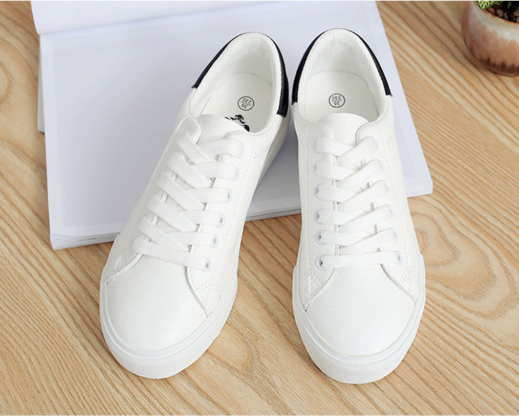 ogbi2022春季新款小白鞋女学生韩版百搭皮面纯白平底鞋子女春季板鞋子
